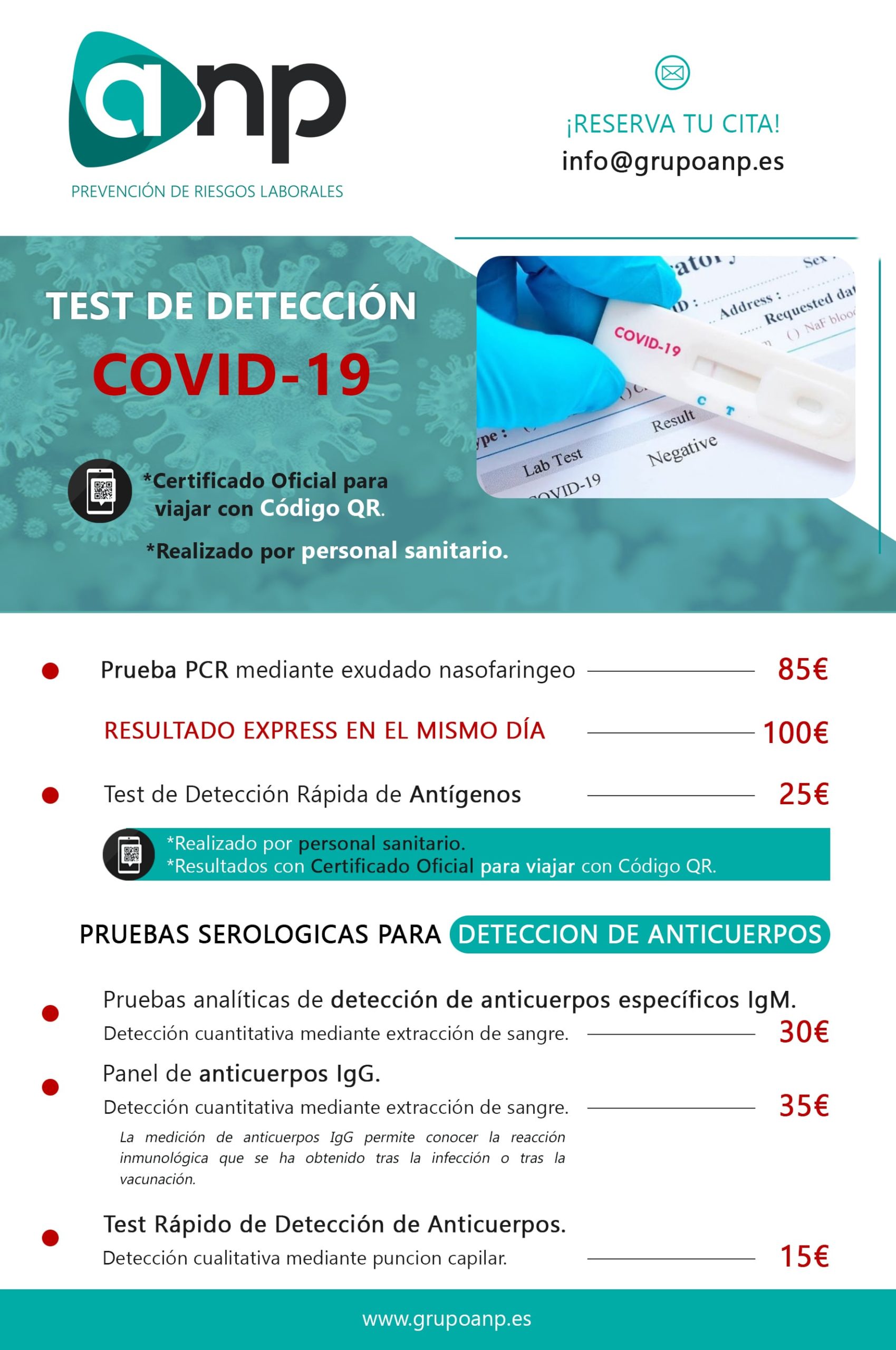 Flyer test de deteccion covid19